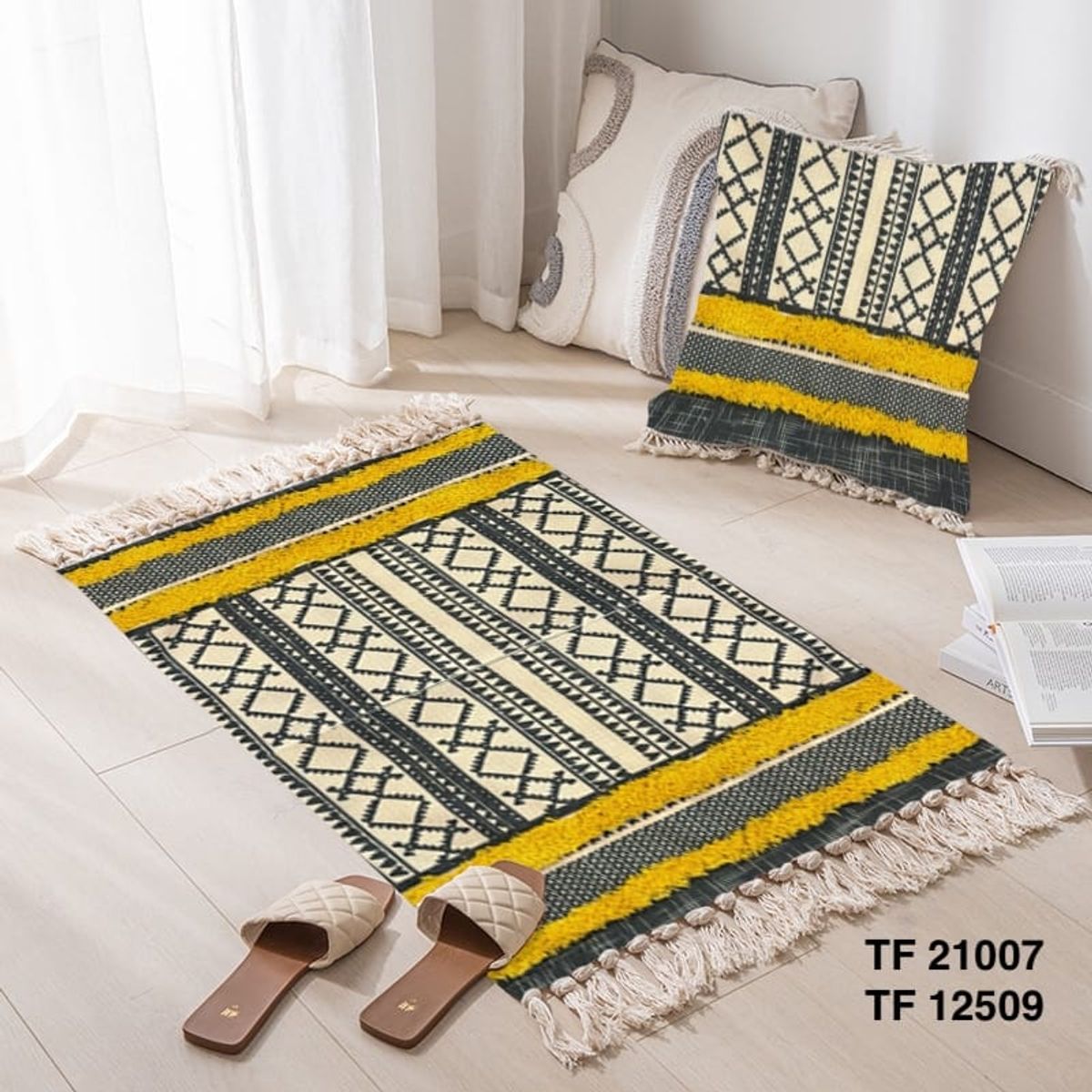 GENERICO - alfombra de lino con flecos 60x90