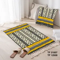 GENERICO - Alfombra de lino con flecos 60x90