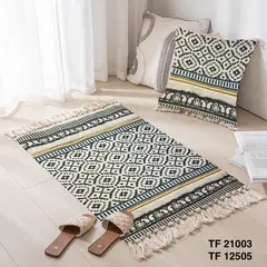 GENERICO - Alfombra de lino con flecos 60x90