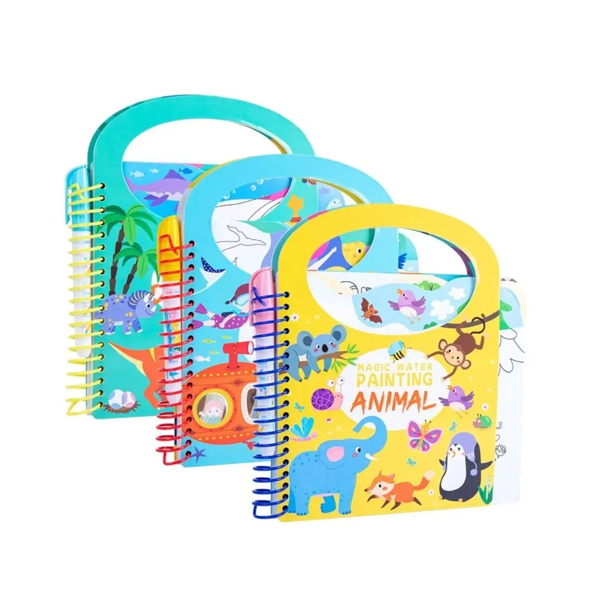 GENERICO - Libro Mágico Para Colorear Con Agua Reutilizable con Stikers Oceano