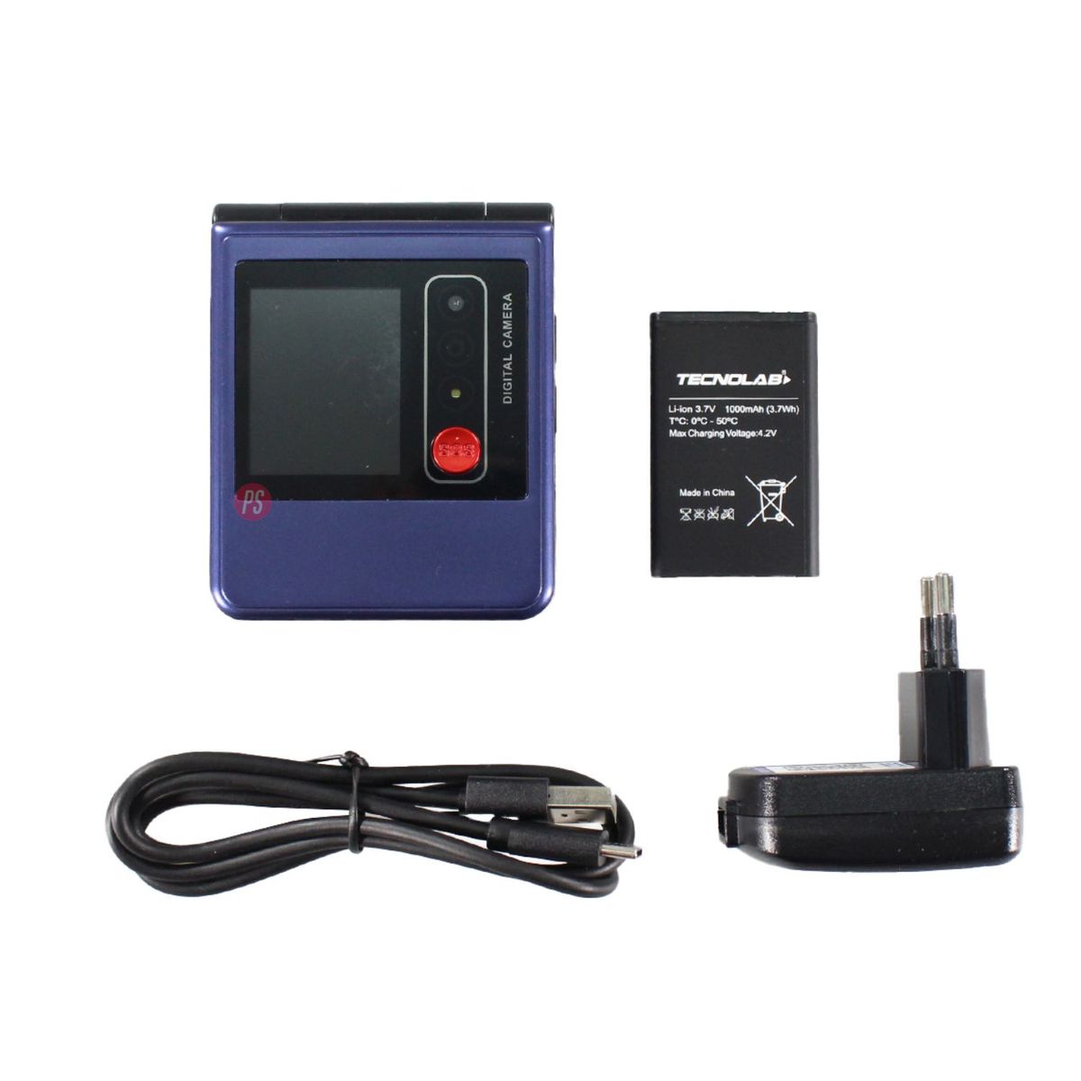 TECNOLAB - Teléfono Senior 4G SOS Dual SIM Pantalla Doble Azul - PS