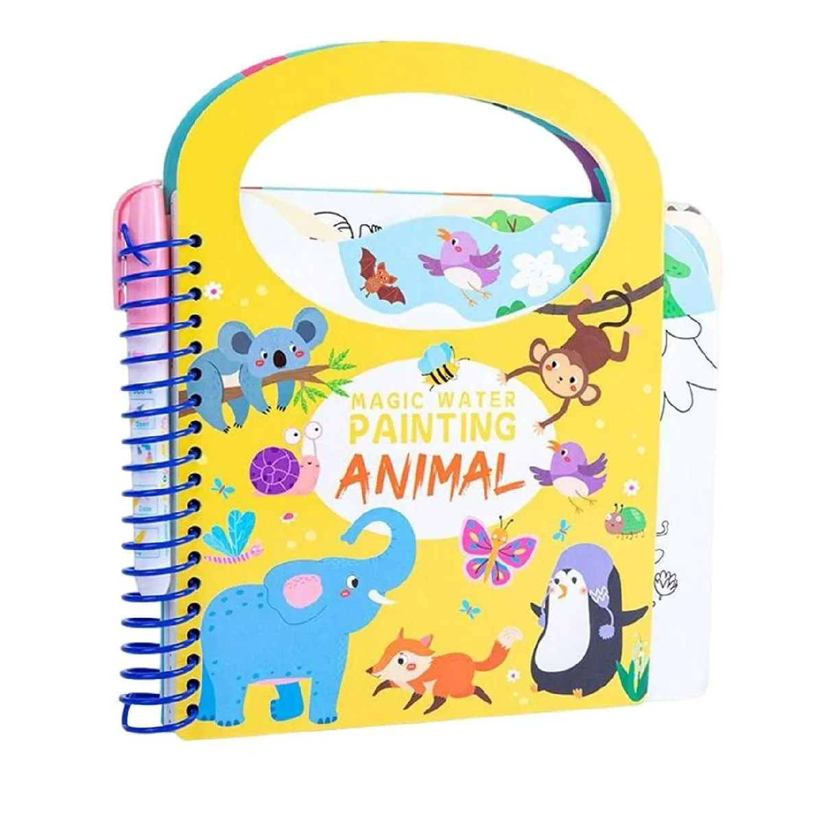 GENERICO - Libro Mágico Para Colorear Con Agua Reutilizable con Stickers Animales