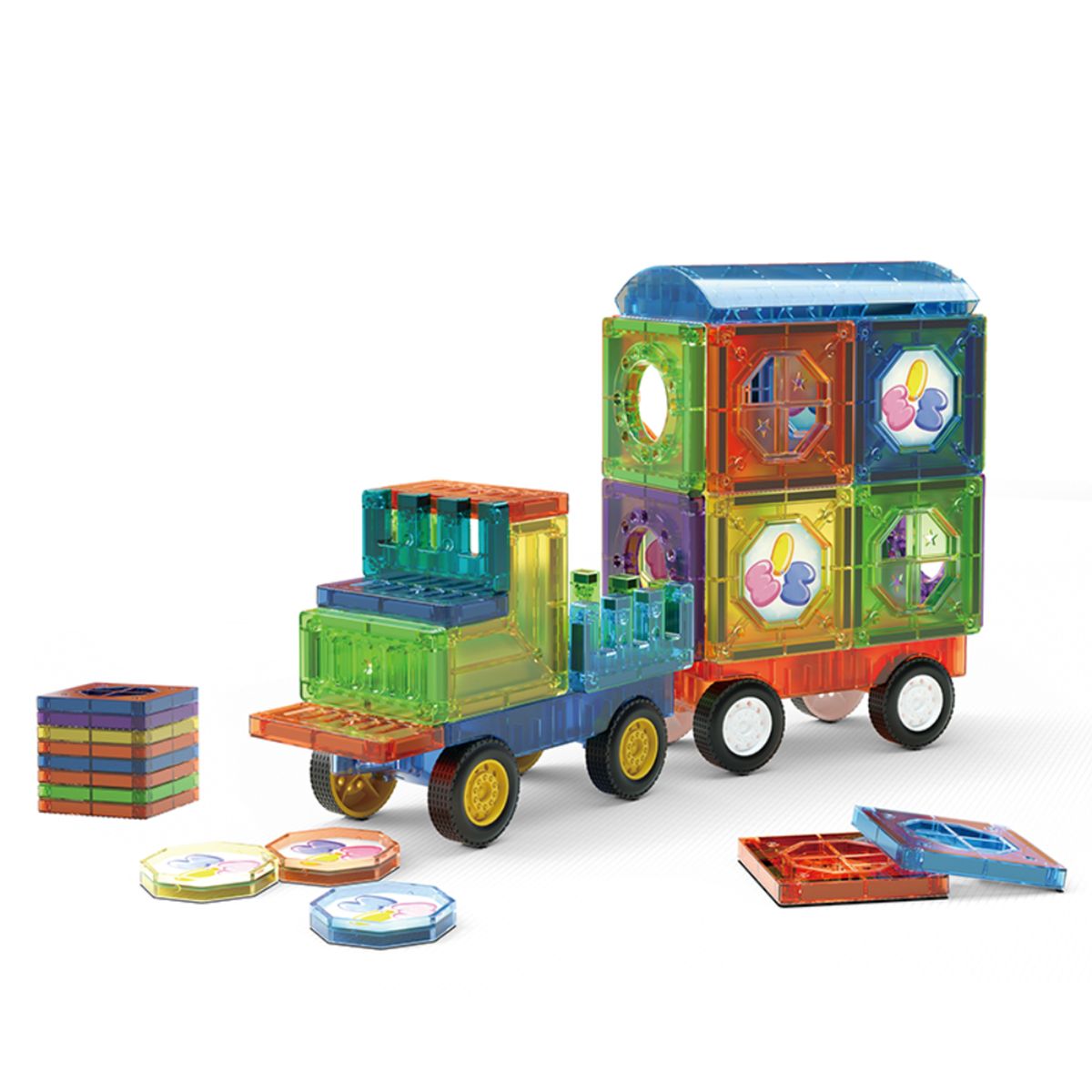 MAGNETICS - Set de Bloques Magnéticos con Accesorios y Vehículo – 43 Pcs