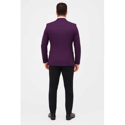 Imagen 2 del producto Traje de Hombre Slim Fit 4 Piezas Morado con Chaleco y Corbatín