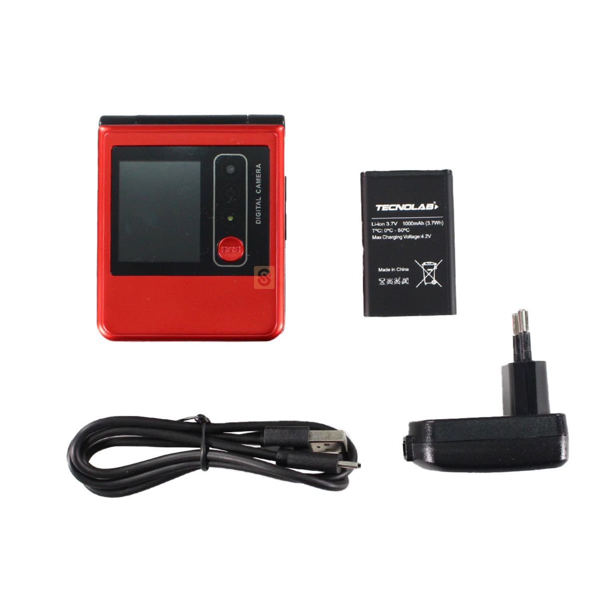 TECNOLAB - Celular Senior 4G Dual SIM SOS Doble Pantalla Rojo - SC