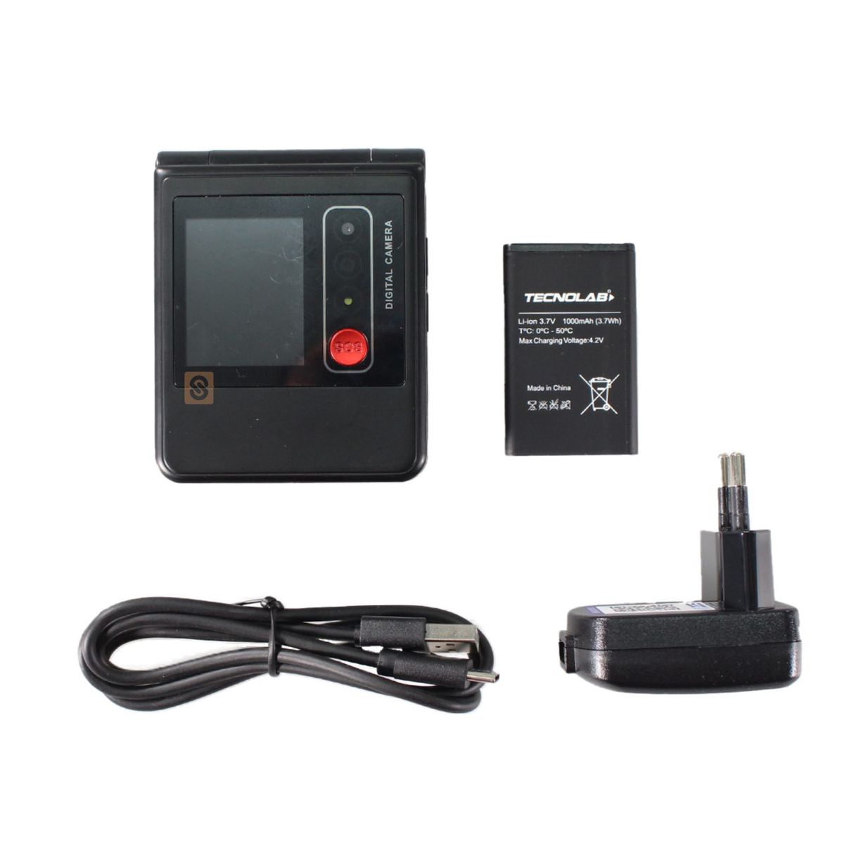TECNOLAB - Celular Senior 4G Dual SIM SOS Doble Pantalla Negro - SC