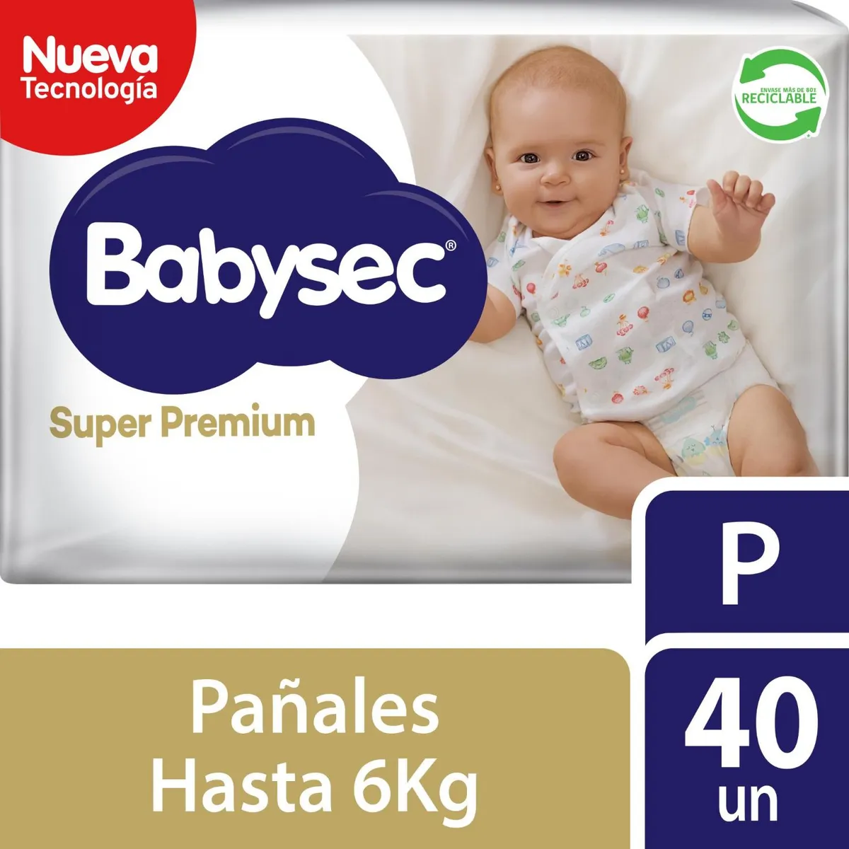 BABYSEC - Pañales De Bebé Babysec Super Premium Cuidado Total 40 Un P