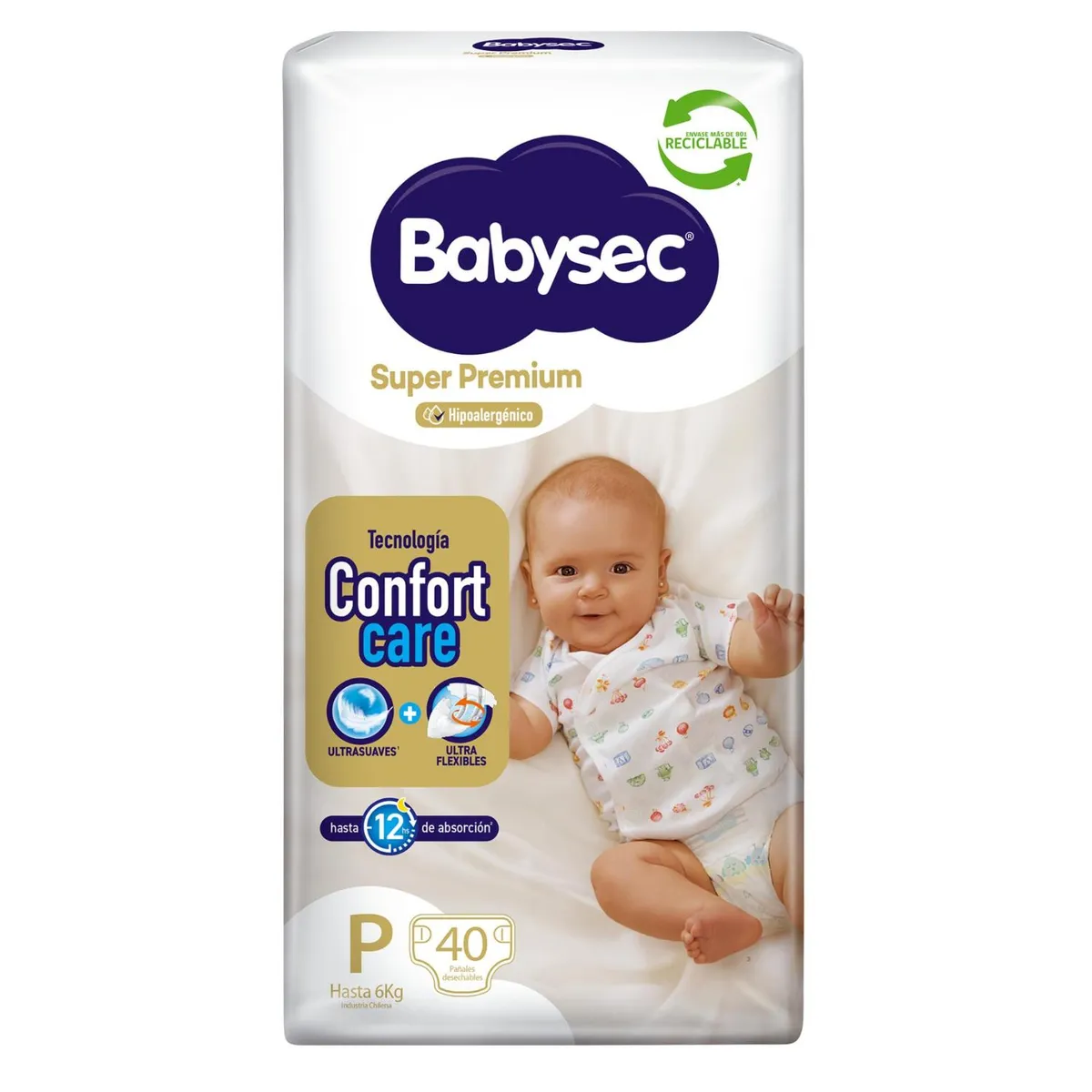 BABYSEC - Pañales De Bebé Babysec Super Premium Cuidado Total 40 Un P