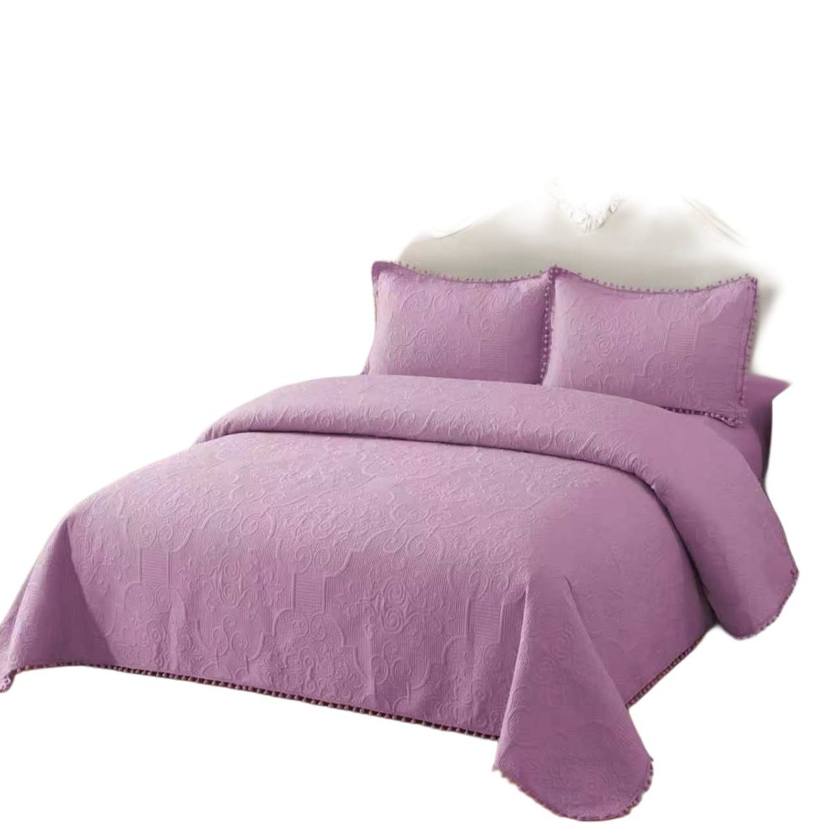 GENERICO - Quilt de Verano con Pompon 2 plazas Color Lila Meipulis07