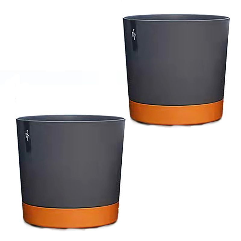 GENERICO - Kit 2 Maceteros con Bandeja Extraíble y Drenaje Reflexivo Negro L