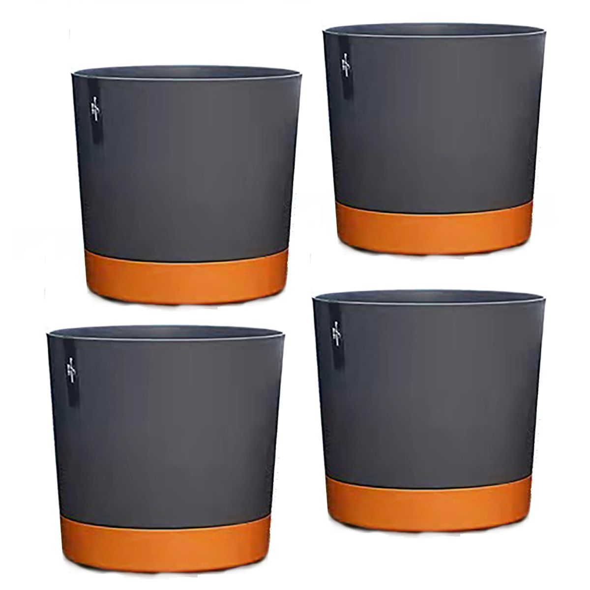 GENERICO - Kit 4 Maceteros con Bandeja Extraíble y Drenaje Reflexivo Negro L