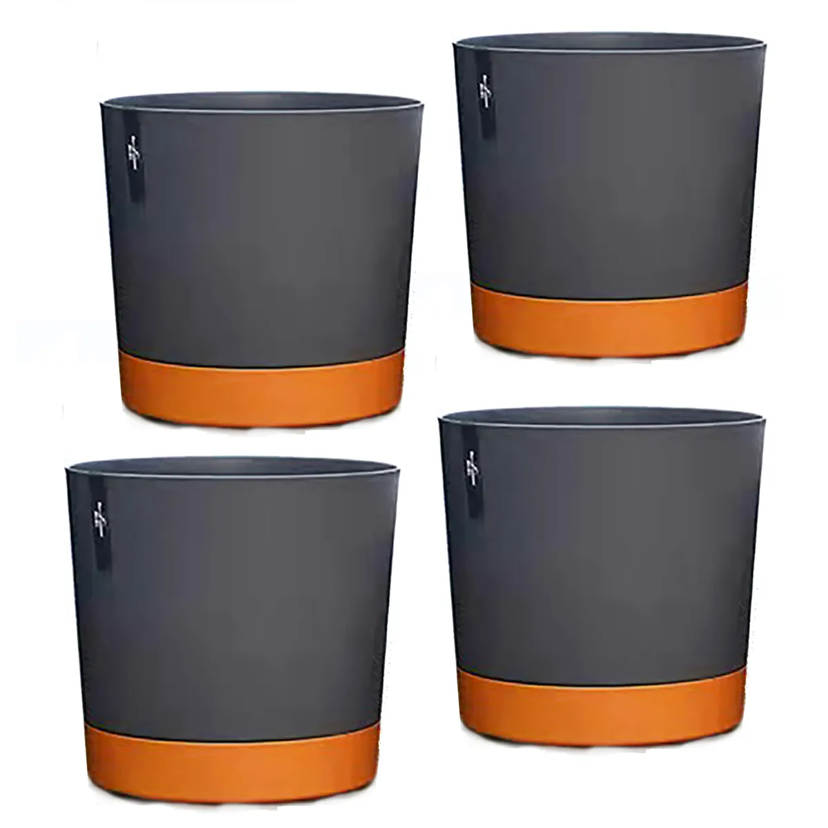 GENERICO - Kit 4 Maceteros con Bandeja Extraíble y Drenaje Reflexivo Negro L