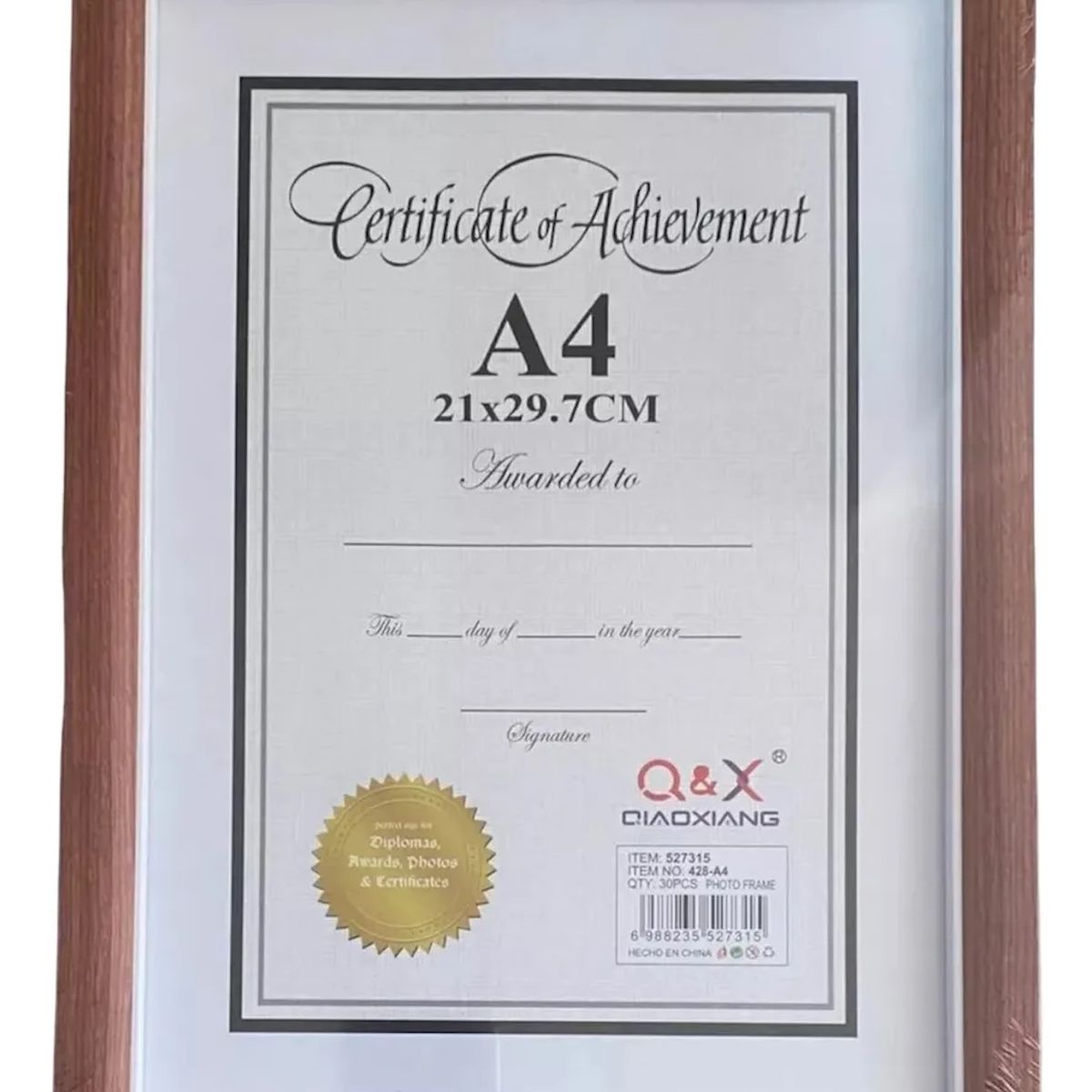 GENERICO - Marco De Madera Para Foto Títulos certificados A4 Caoba