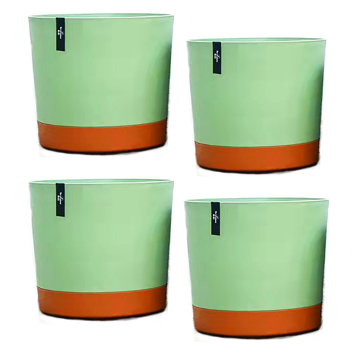 GENERICO - Kit 4 Maceteros con Bandeja Extraíble y Drenaje Reflexivo L Verde