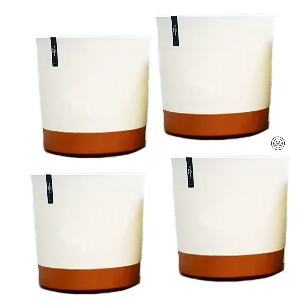 GENERICO - Kit 4 Maceteros con Bandeja Extraíble y Drenaje Reflexivo L Blanco