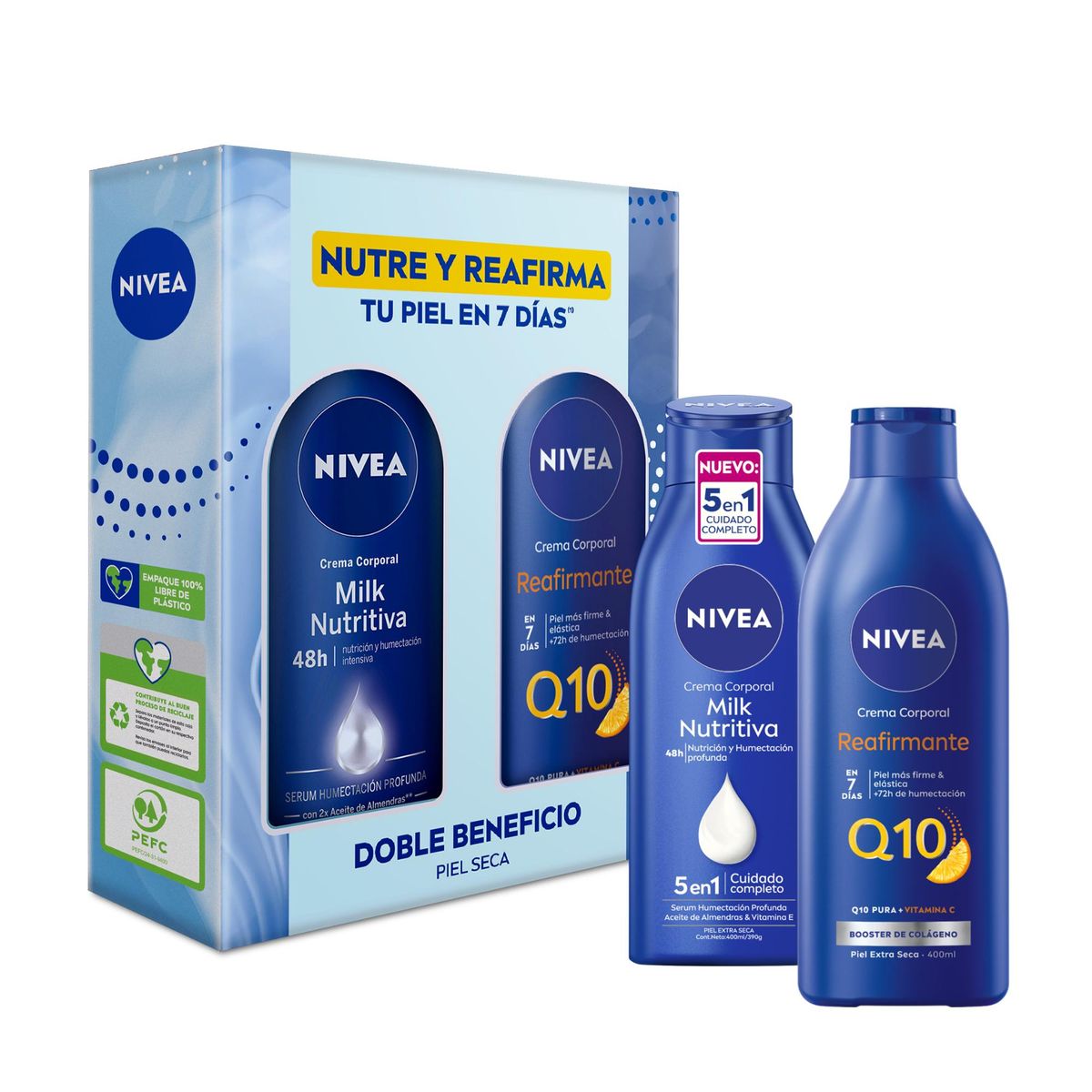 NIVEA - NIVEA Pack Milk Nutritiva 400ml + Milk Q10 400ml