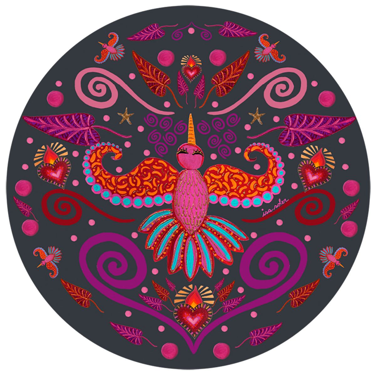 ISA SOLER - 6 INDIVIDUALES PÁJARO GRIS