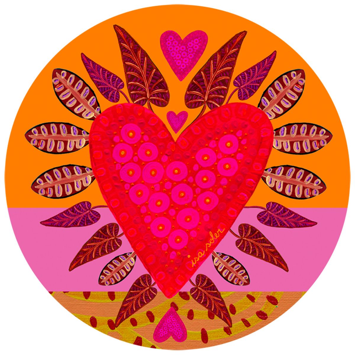 ISA SOLER - 6 INDIVIDUALES CORAZÓN NARANJO