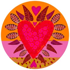 ISA SOLER - 6 INDIVIDUALES CORAZÓN NARANJO