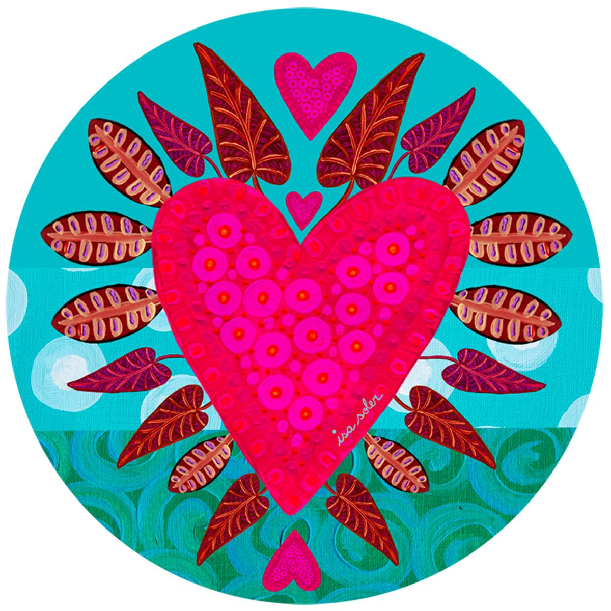 ISA SOLER - 6 INDIVIDUALES CORAZÓN TURQUESA