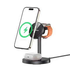 EON - Estación Carga Inalámbrica 3 En 1 Para iPhone AirPods Negro