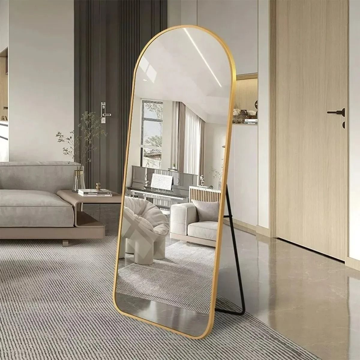 Espejo De Suelo Ovalado Con Soporte Dorado De Lujo 160x50cm, marca NO LOGO - Foto 2