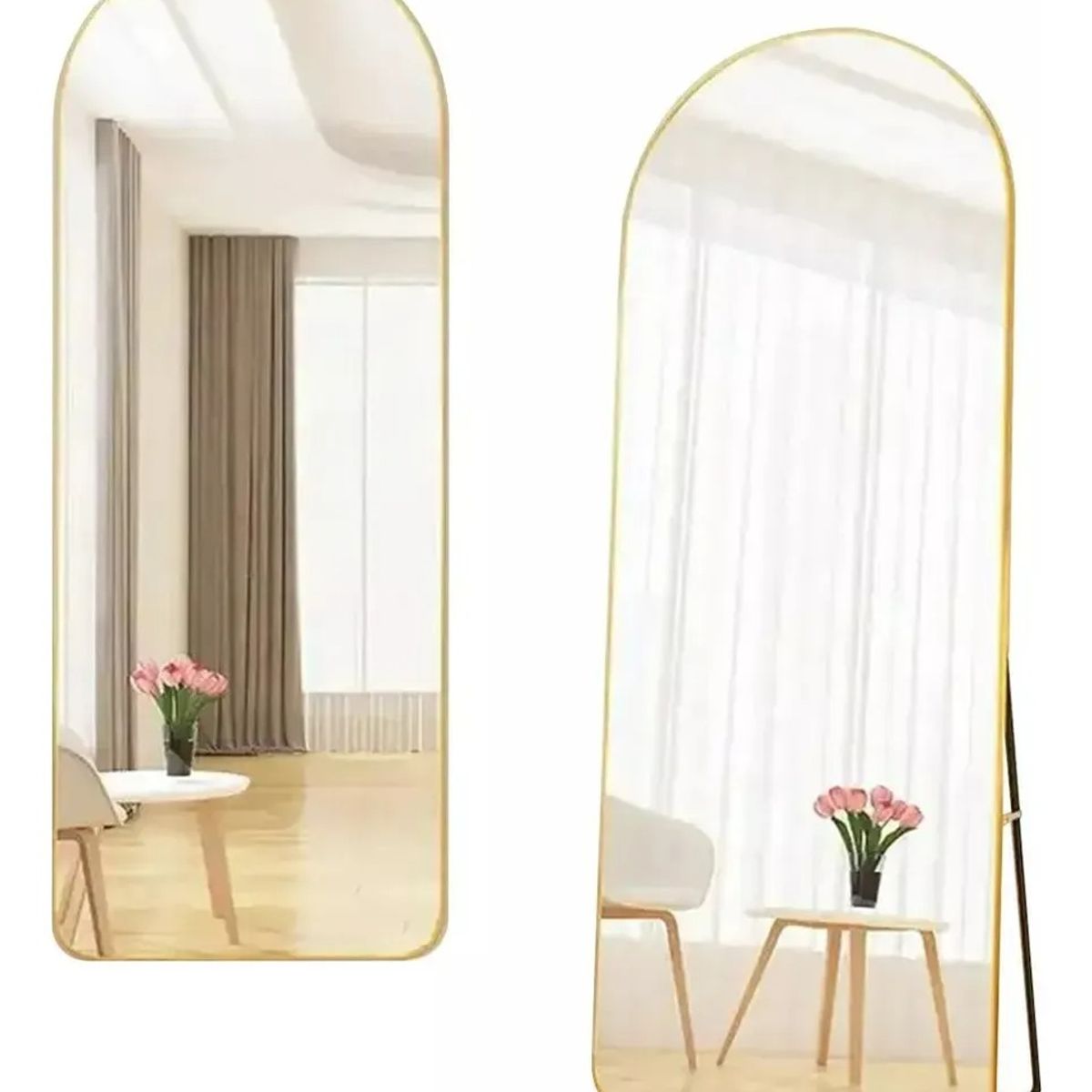 NO LOGO - Espejo De Suelo Ovalado Con Soporte Dorado De Lujo 160x50cm