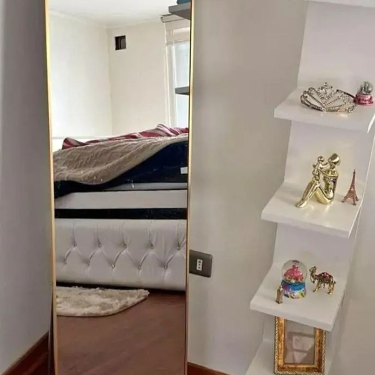 NO LOGO - Espejo De Suelo Ovalado Con Soporte Dorado De Lujo 160x50cm