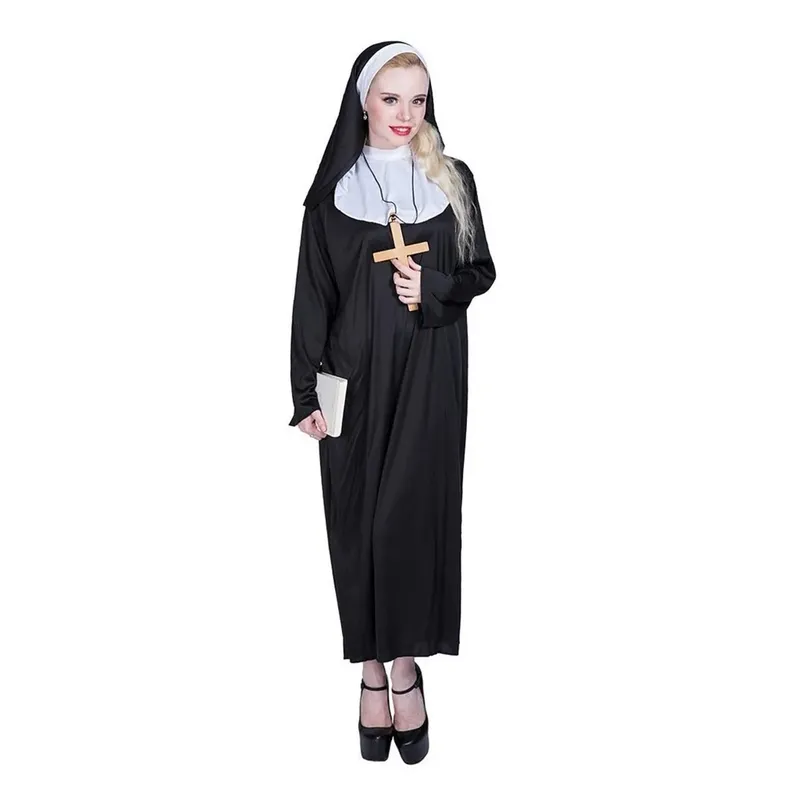 GENERICO - Disfraz Monja Tradicional Juvenil Adulto Talla S-M Halloween