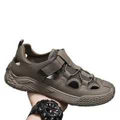 TIOZONEY - Sandalias caladas para hombre-Marrón