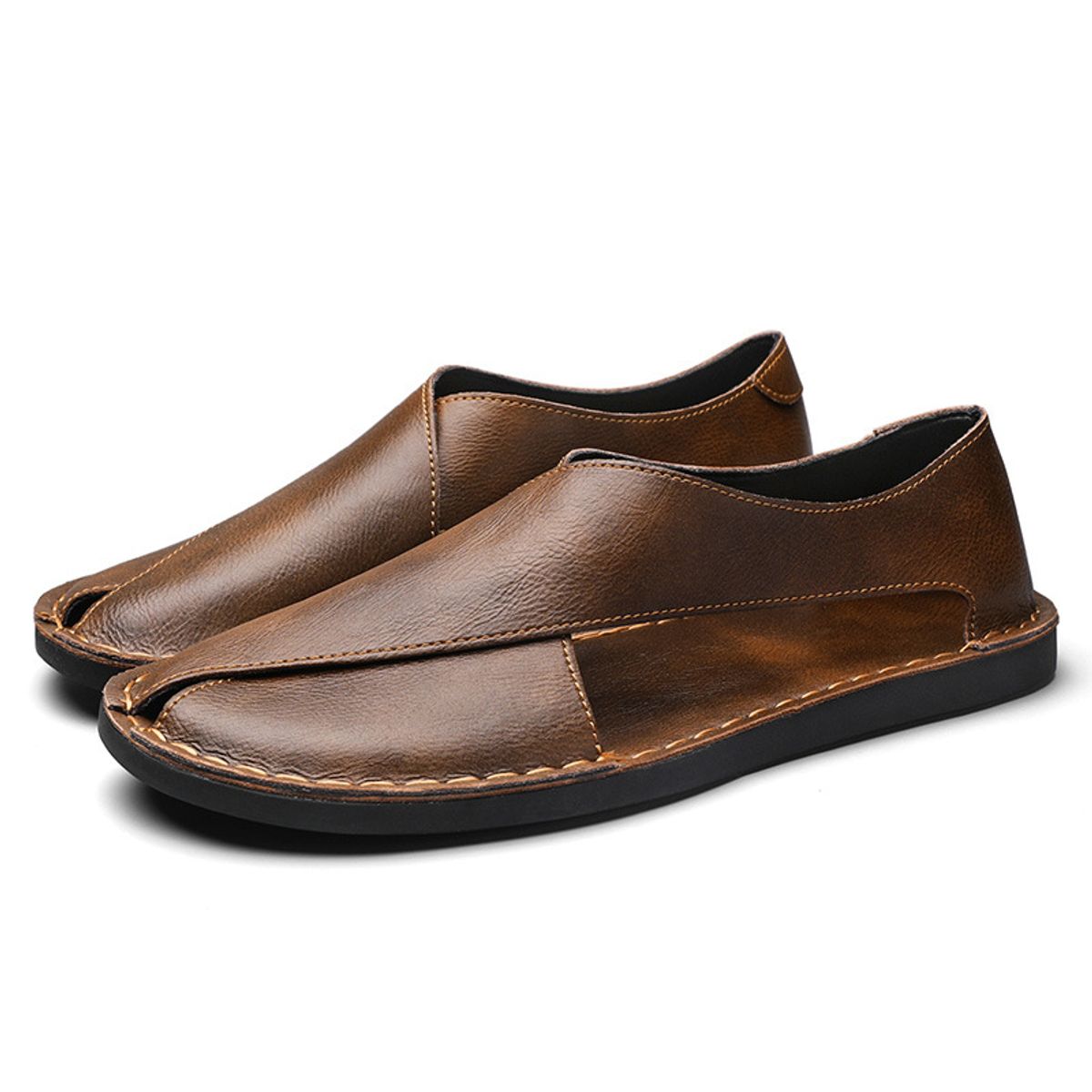 TIOZONEY - Sandalias caladas para hombre-Marrón