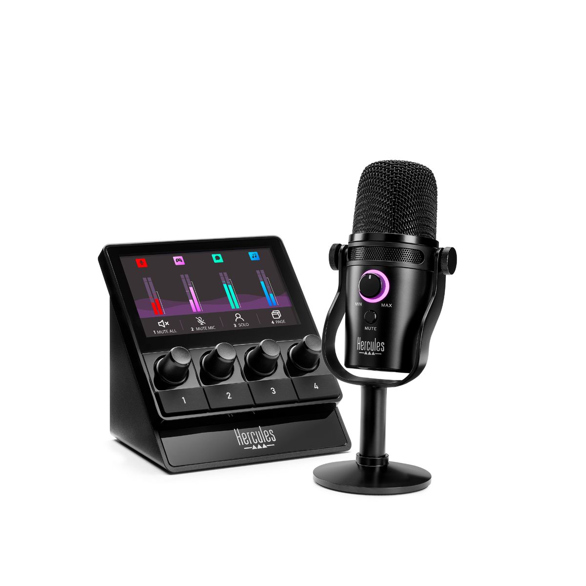 HERCULES - Hercules DJ Stream Starter Kit WW  Pack Completo con Controlador y Micrófono para Streaming y DJing