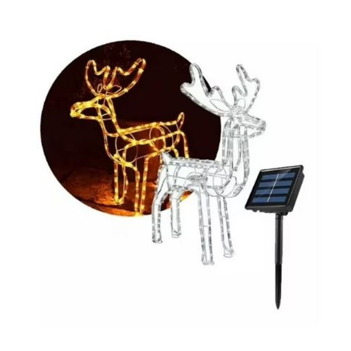GENERICO - Reno Navidad Decoracion - Ciervo Navideño Luz LED SOLAR Calido 120cm