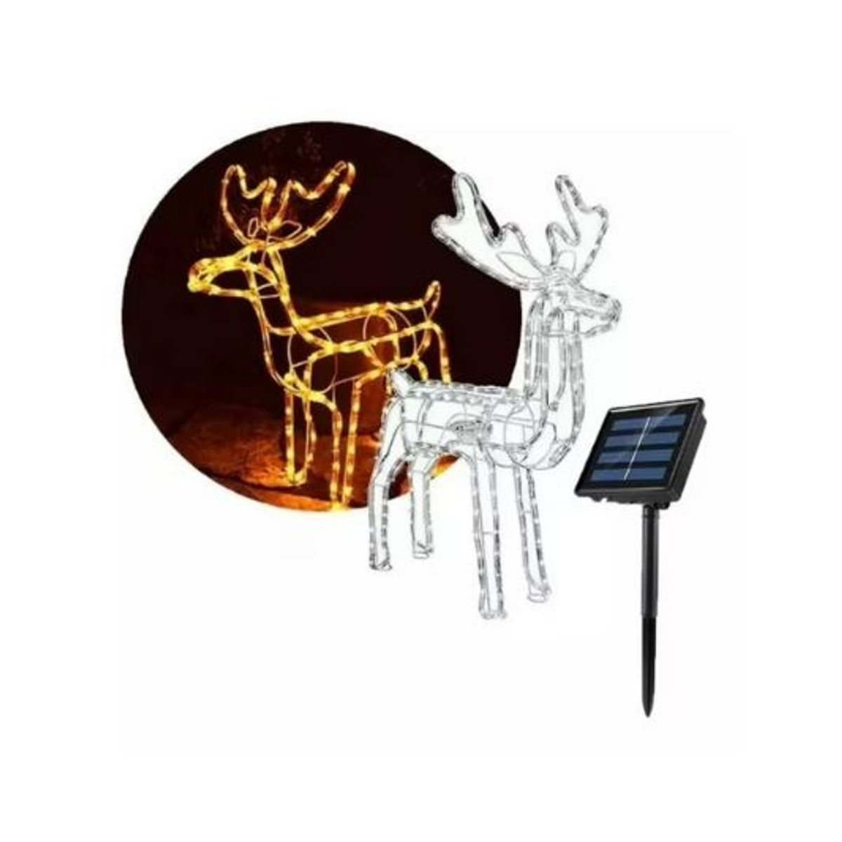 GENERICO - Reno Navidad Decoracion - Ciervo Navideño Luz LED SOLAR Calido 120cm