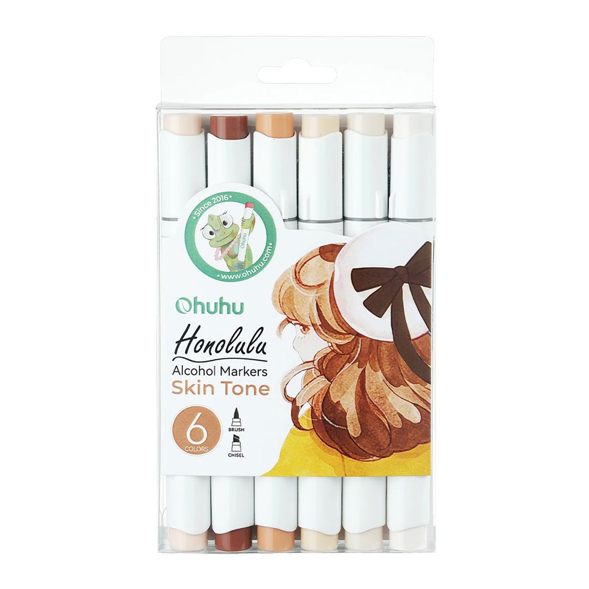 OHUHU - Ohuhu Pack 6 Marcadores Alcohol Tonos Piel Pincel&Biselada