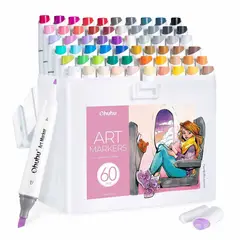 OHUHU - 60 Marcadores Alcohol Fina & Biselada fina Ilustración