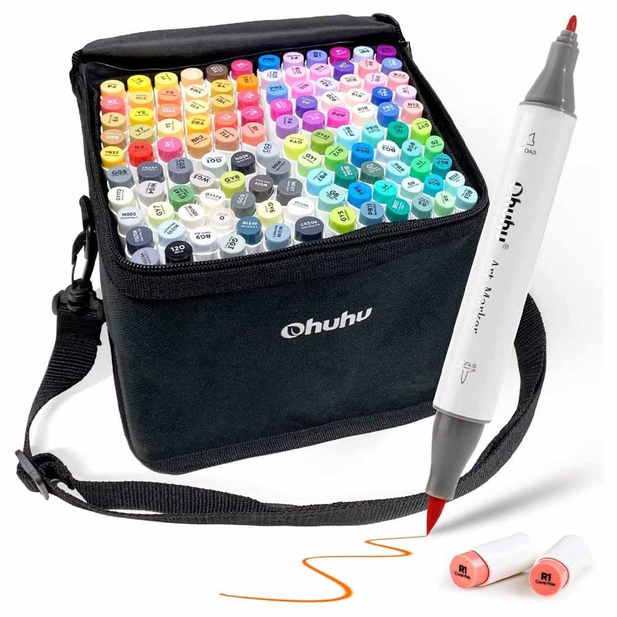 OHUHU - Ohuhu 120 Marcadores Alcohol Basicos +Blender Pincel&Fina