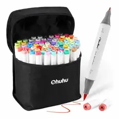 OHUHU - 72 Marcadores Alcohol Basicos +Blender Pincel & Fina