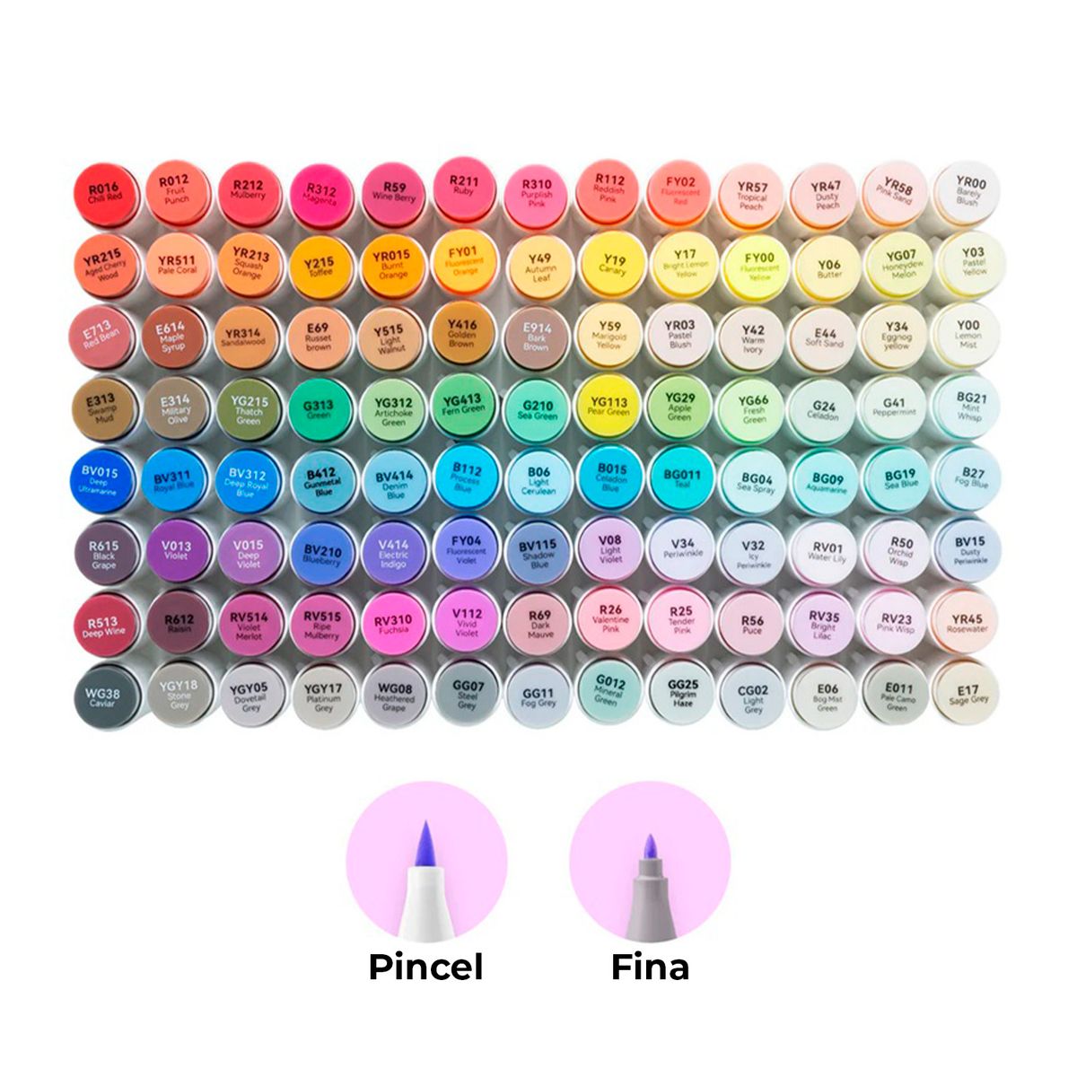 OHUHU - Ohuhu 104 Marcadores Alcohol + 1 Blender Pincel & fina