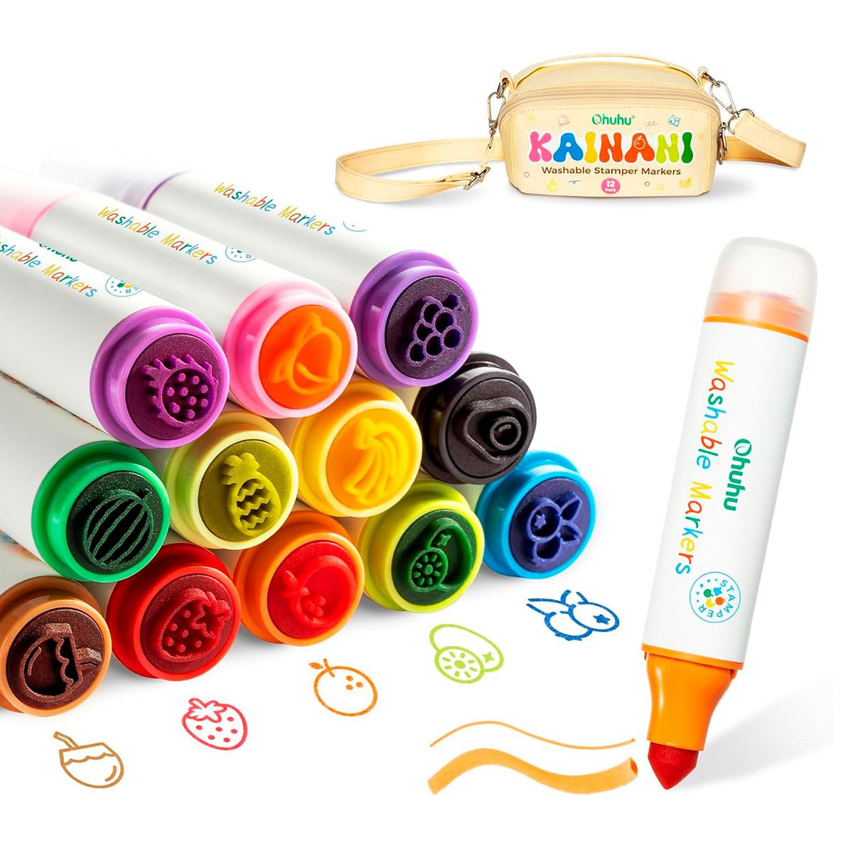 OHUHU - OHUHU 12 STAMPER MARCADORES LAVABLES BASE AGUA  DOBLE PUNTA