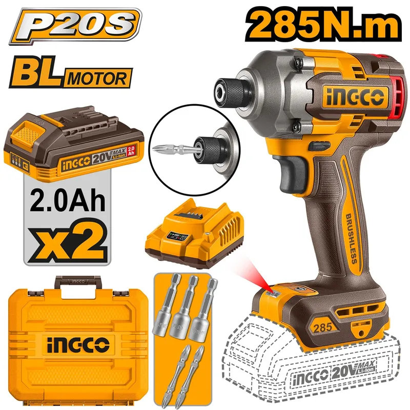 INGCO - Destornillador Atornillador De Impacto Bl 285 Nm Ingco +2B Cirli2028-7