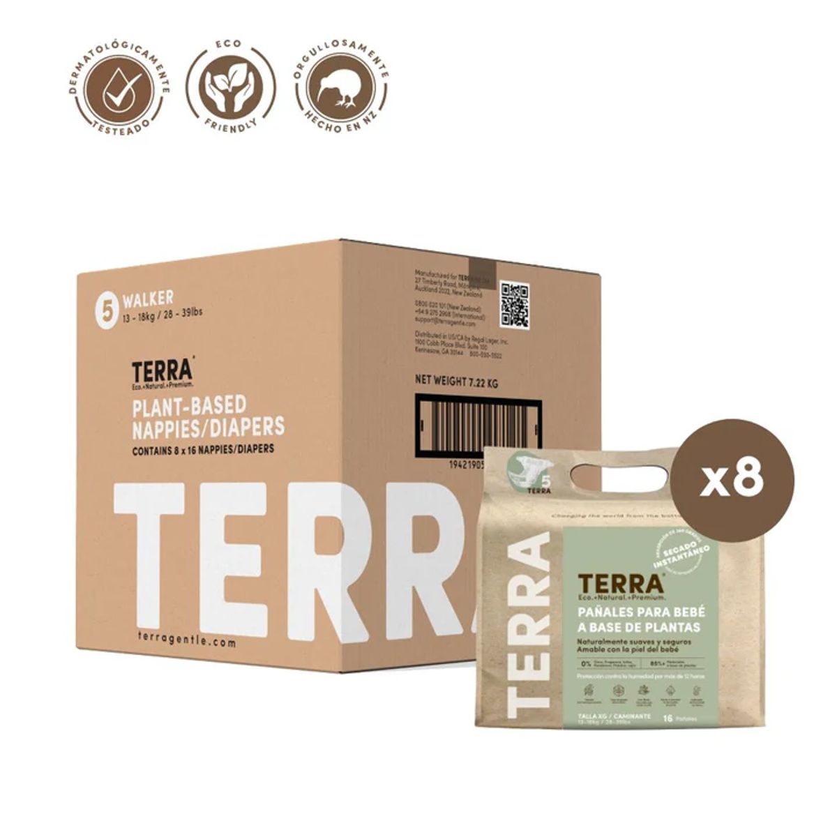TERRA - Pañales Terra Biodegradables Caja Talla XG 128 uns