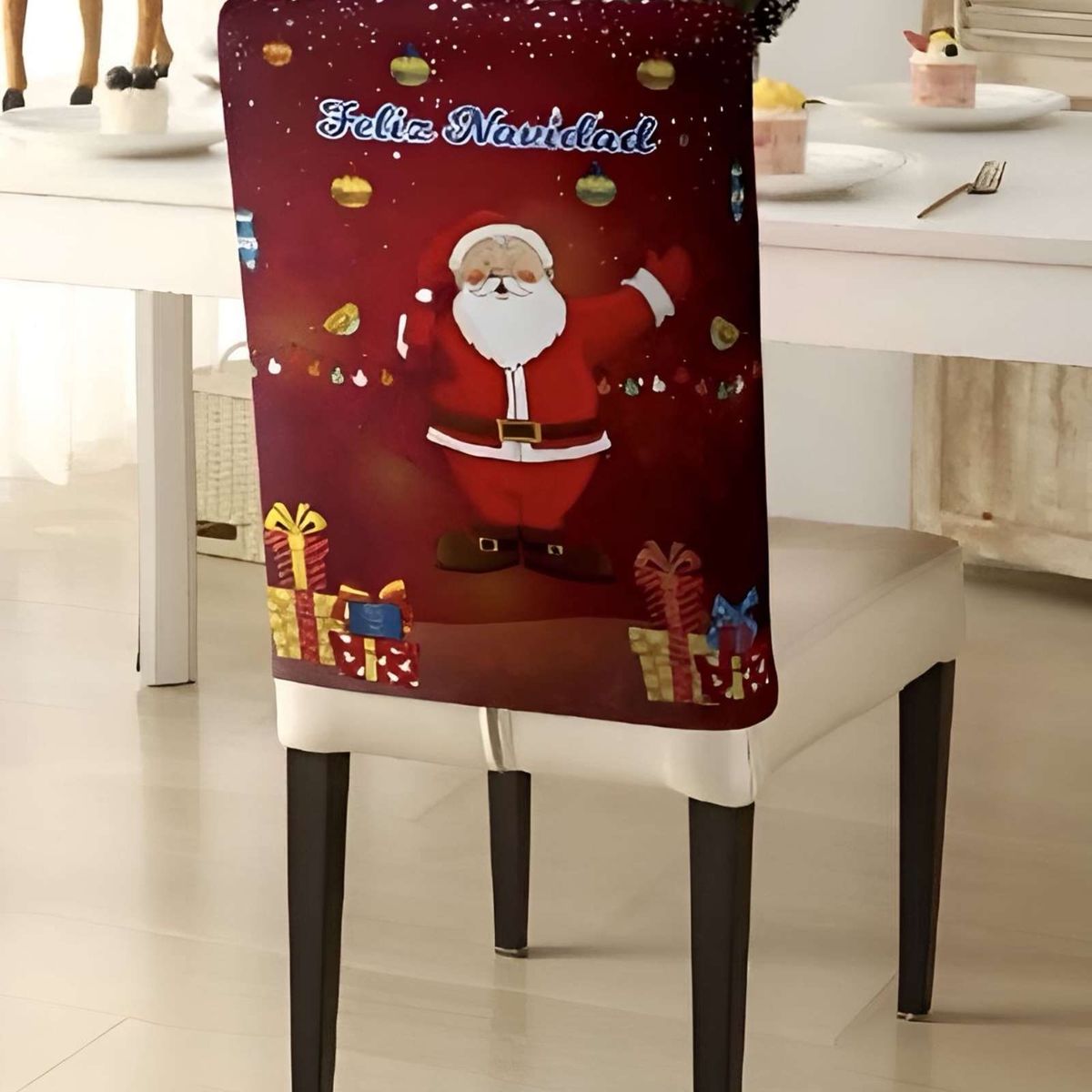 GENERICO - JUEGO 6 FUNDAS DE RESPALDO DE SILLAS DISEÑO NAVIDAD TF 20