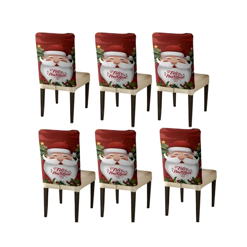 GENERICO - JUEGO 6 FUNDAS DE RESPALDO DE SILLAS DISEÑO NAVIDAD TF 24