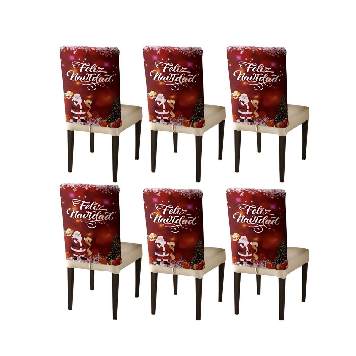 GENERICO - PACK 6 FUNDAS DE RESPALDO DE SILLAS DISEÑO NAVIDAD TF 17