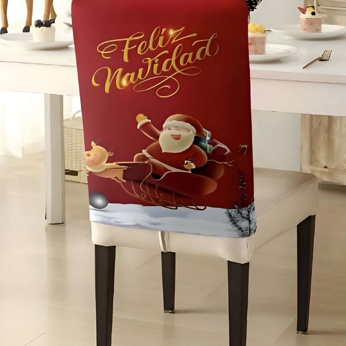 GENERICO - PACK 6 FUNDAS DE RESPALDO DE SILLAS DISEÑO NAVIDAD TF 18