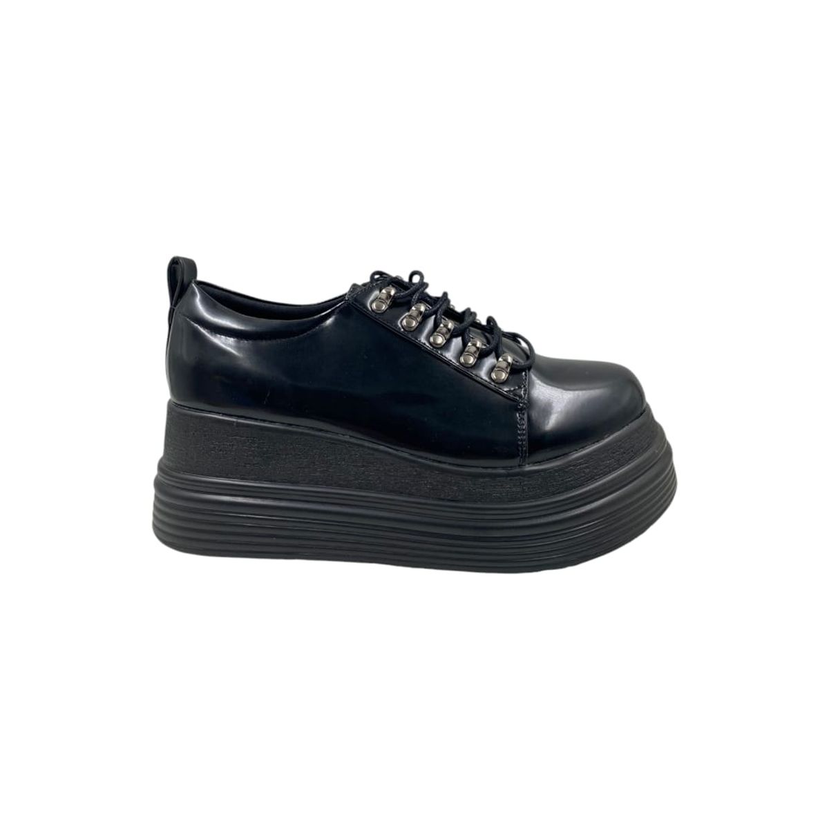 HERIEL - Zapatilla Negra Plataforma Charol Mujer