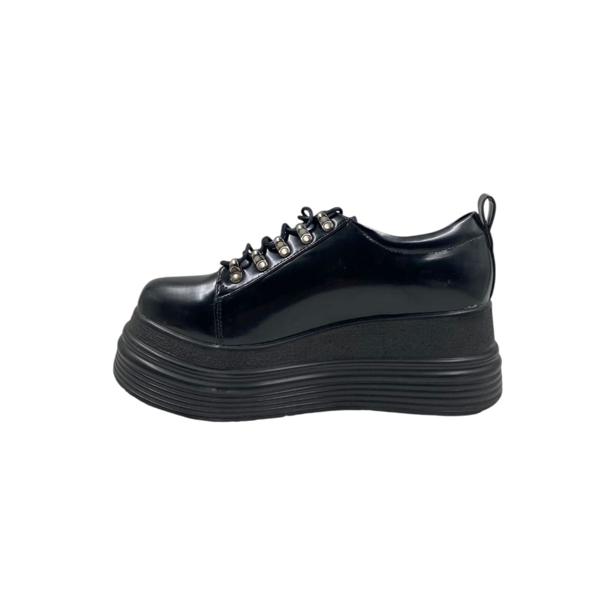 HERIEL - Zapatilla Negra Plataforma Charol Mujer