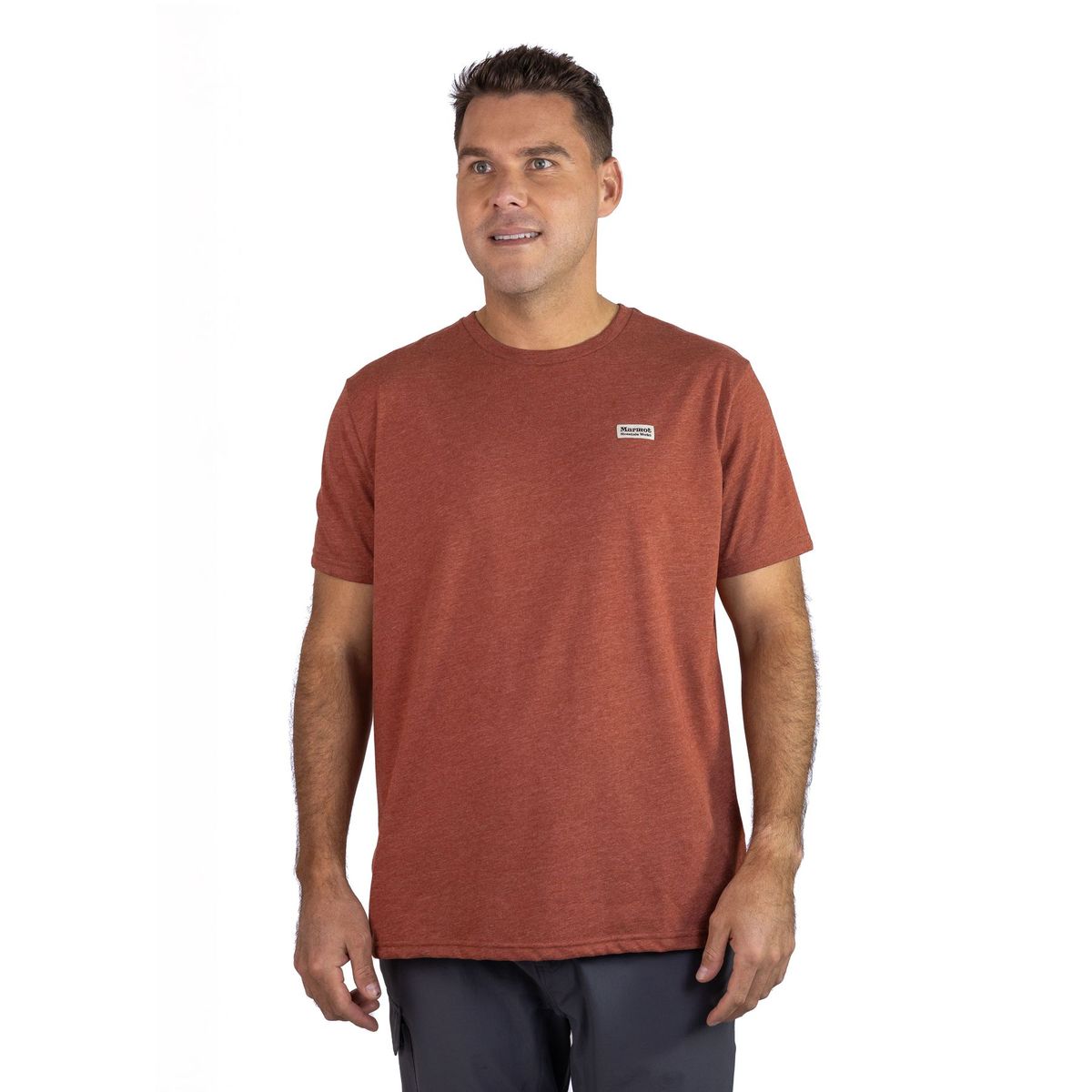 MARMOT - Polera Hombre Marmot Chest Vintage Label Tee Naranjo