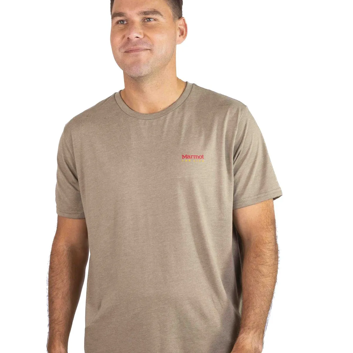 MARMOT - Polera Hombre Marmot For Life Chest Logo Tee Café